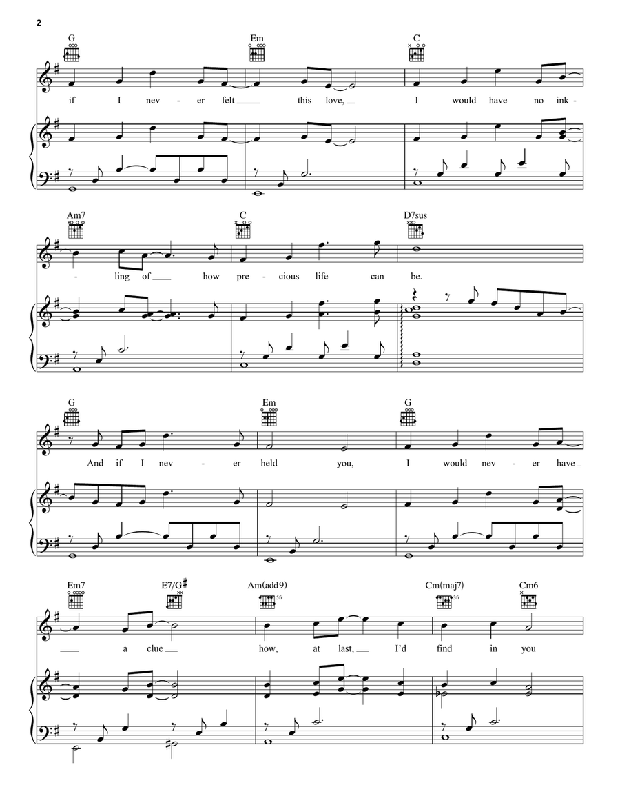 If I Never Knew You (End Title) (from Pocahontas) Acoustic Guitar scores gallery preview page 2