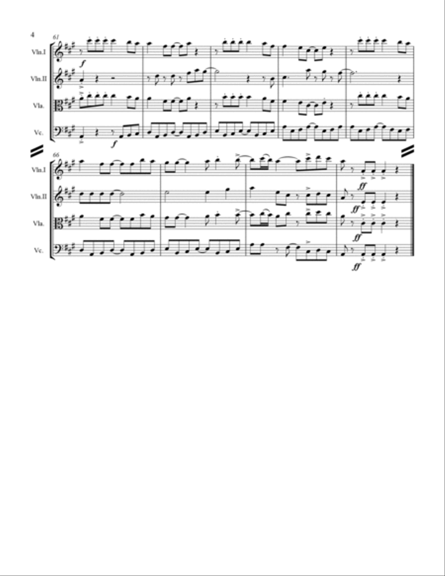 Feliz Navidad String Quartet scores gallery preview page 5