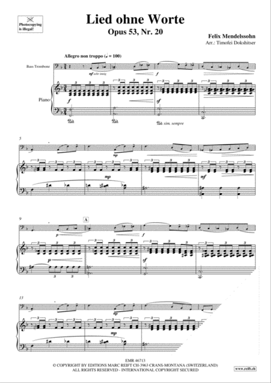 3 Lieder ohne Worte Bass Trombone scores gallery preview page 4