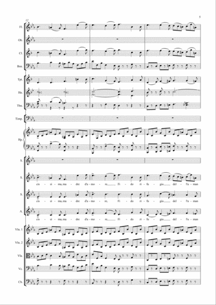 Dolcissima Maria for Soprano, Symphonic Orchestra and Choir SSA scores gallery preview page 5