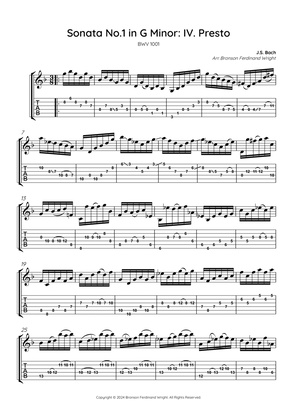 Sonata No. 1 in G Minor: IV. Presto BWV 1001