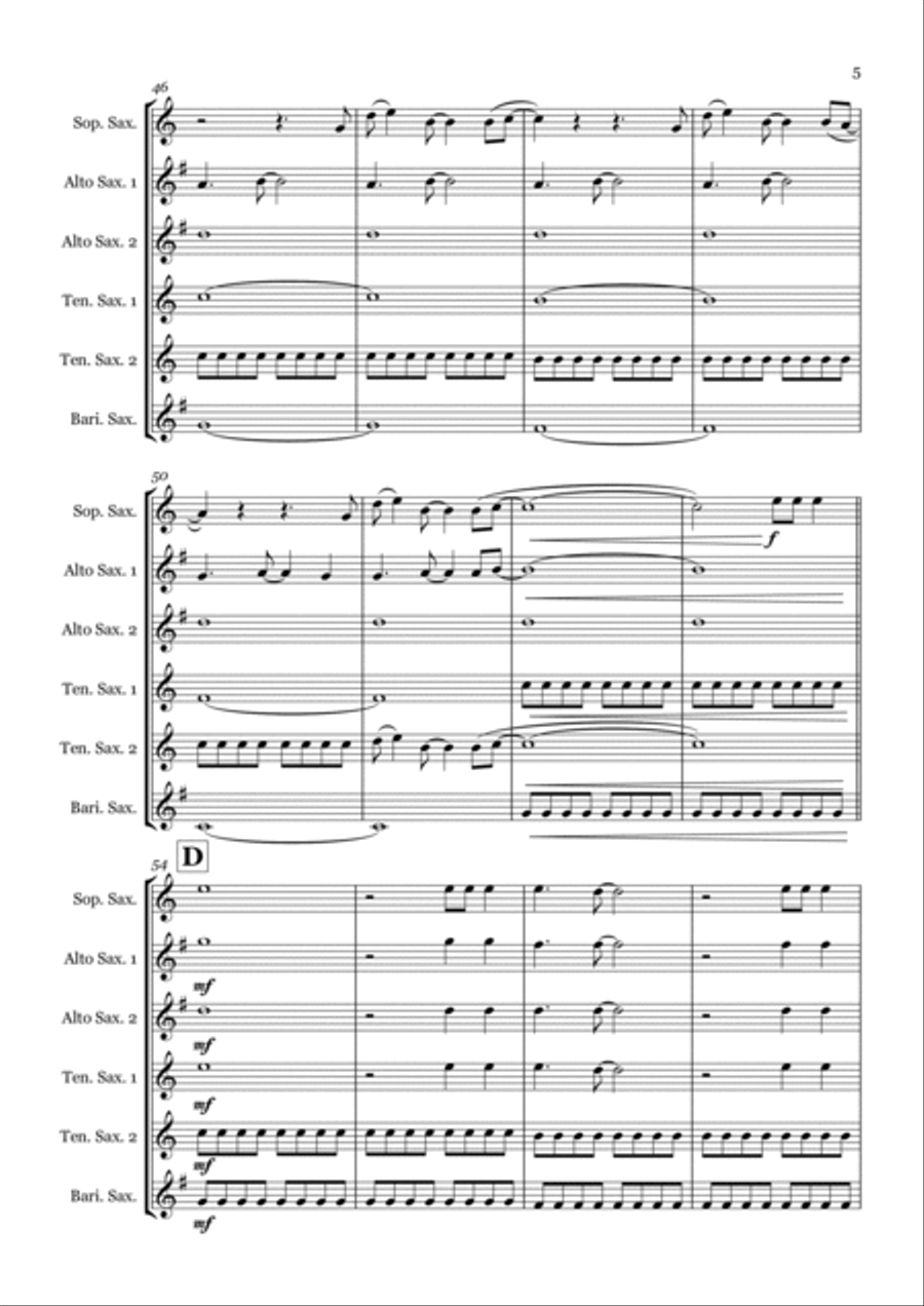 Chasing Cars Woodwind Ensemble scores gallery preview page 5
