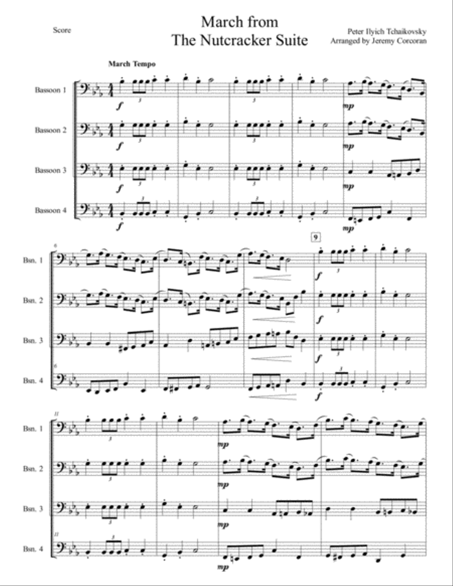 March from the Nutcracker Suite for Bassoon Quartet Woodwind Quartet scores gallery preview page 2