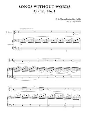 Song Without Words Op. 19 No. 1 for Horn and Piano