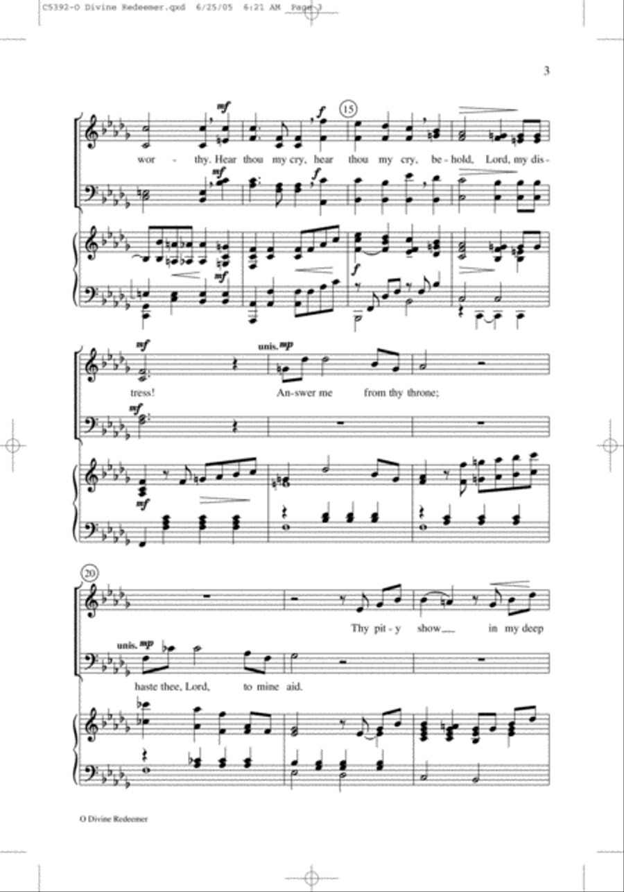 O Divine Redeemer 4-Part scores gallery preview page 3