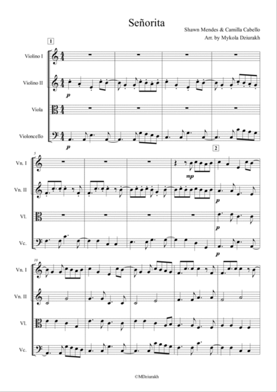 Senorita Senorita String Quartet scores gallery preview page 5