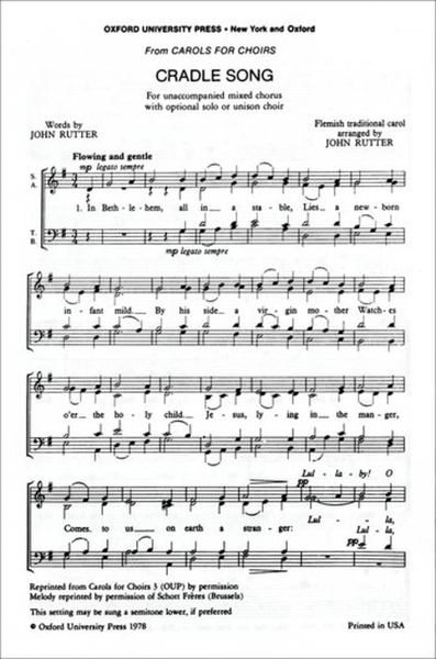 Cradle song by John Rutter 4-Part - Sheet Music