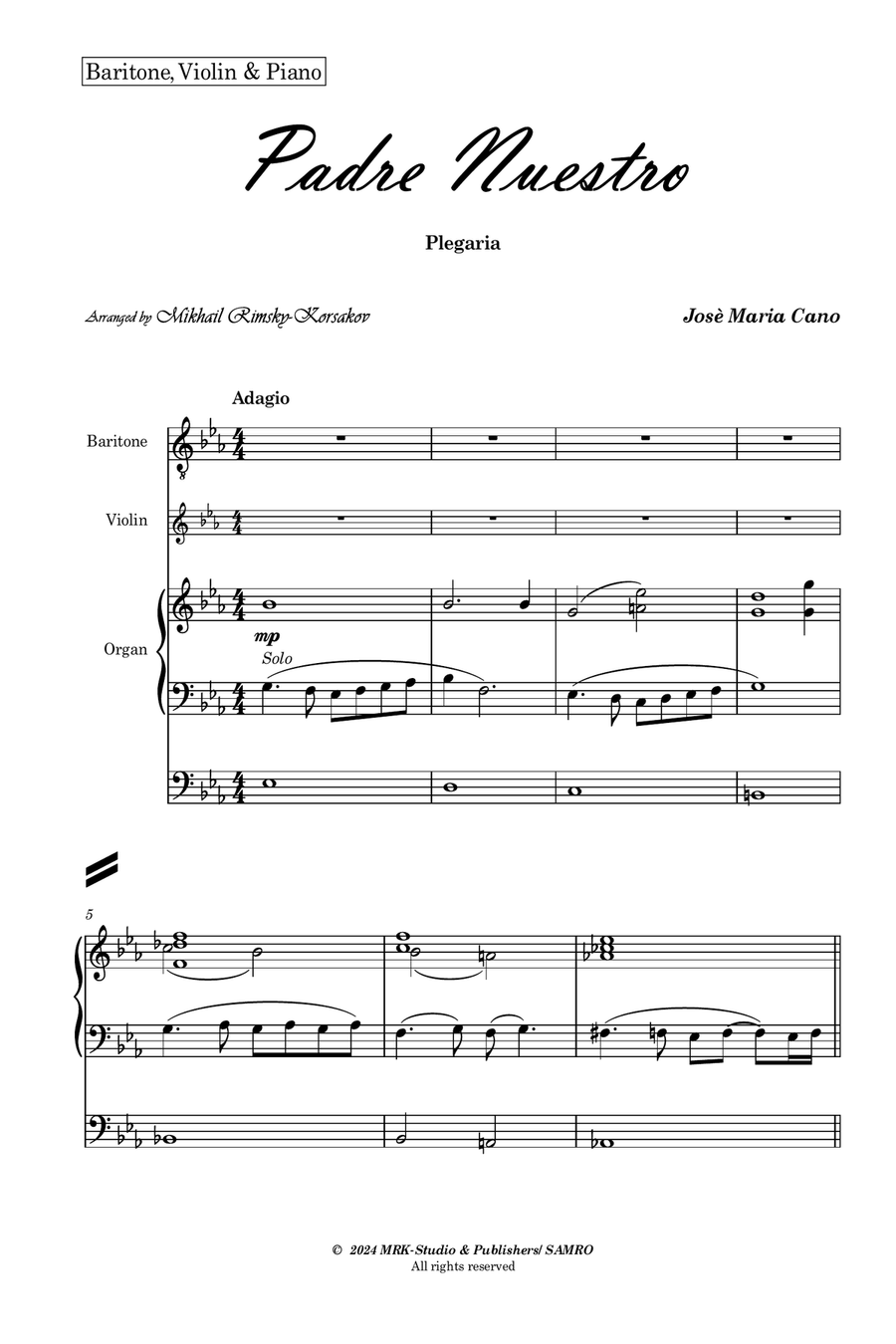 Padre Nuestro Piano, Vocal scores gallery preview page 2
