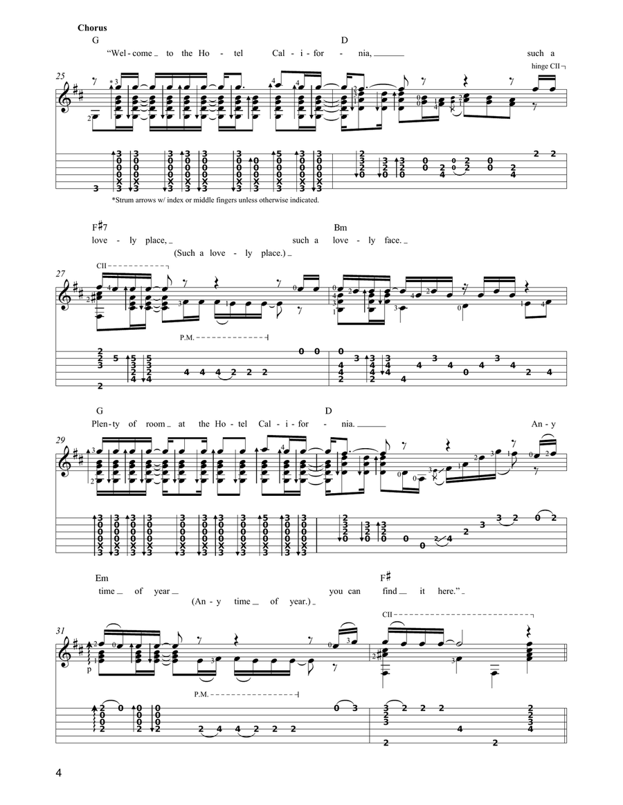 Hotel California (arr. Ben Pila) Acoustic Guitar scores gallery preview page 4
