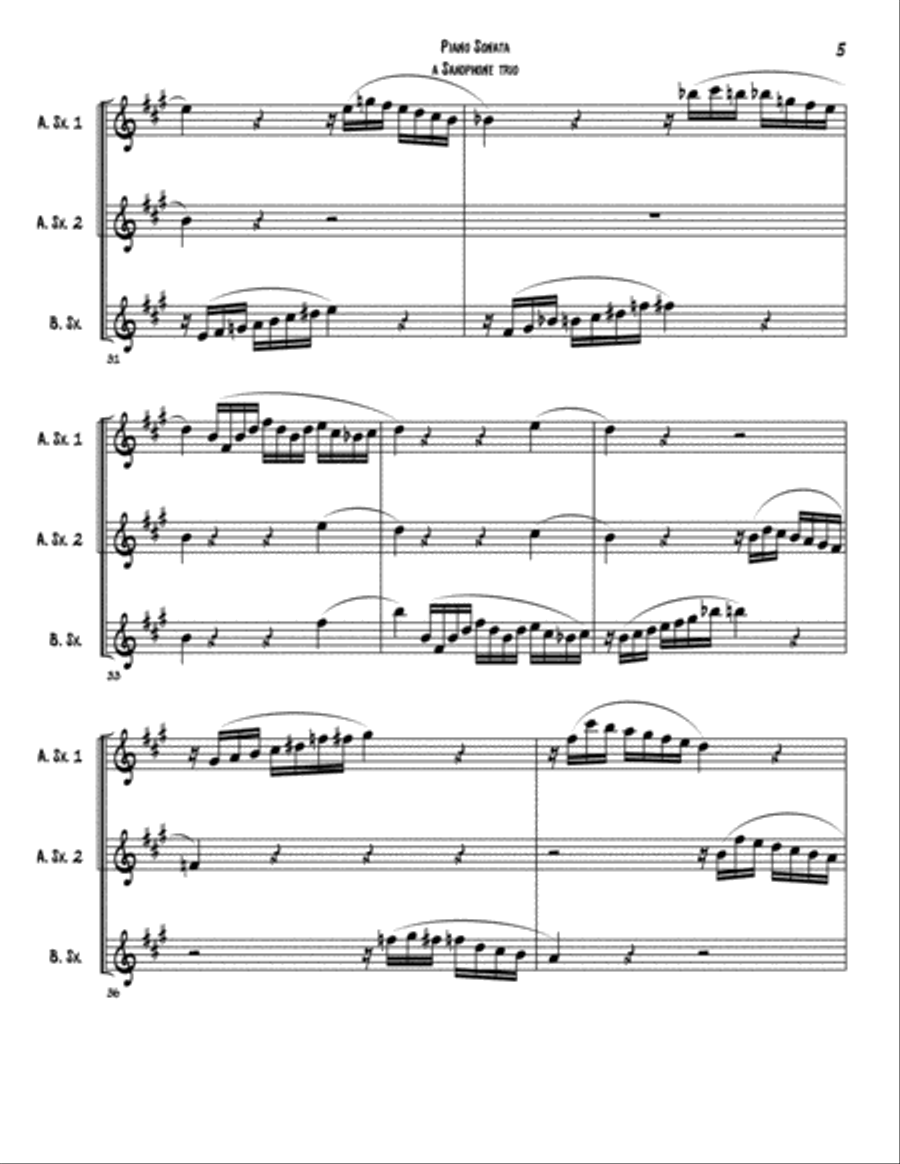 Mozart's Sonata K545 Adapted for a Saxophone Trio Woodwind Trio scores gallery preview page 5