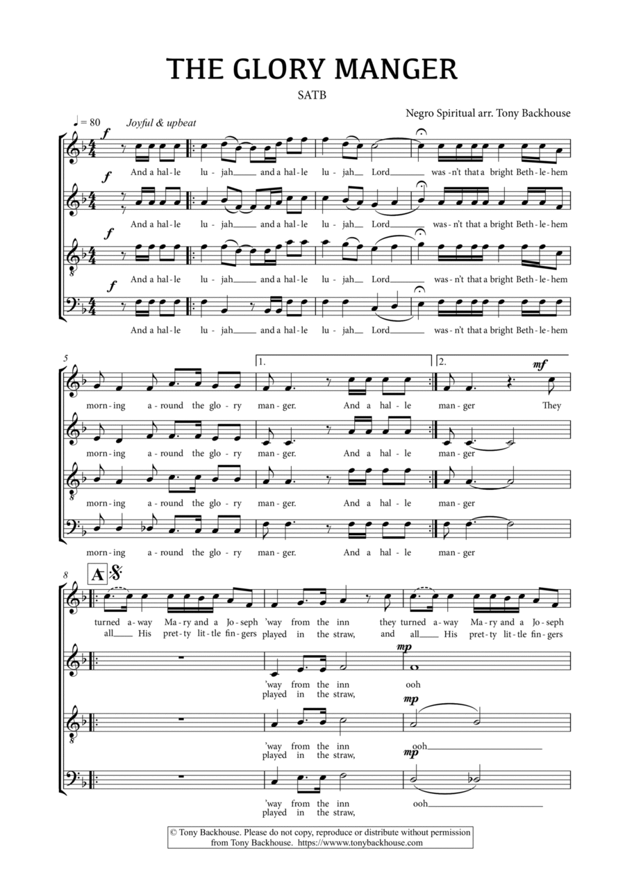 THE GLORY MANGER 4-Part scores gallery preview page 1