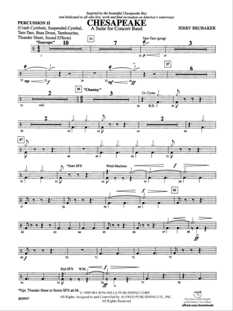 Chesapeake: 2nd Percussion Concert Band scores gallery preview page 1