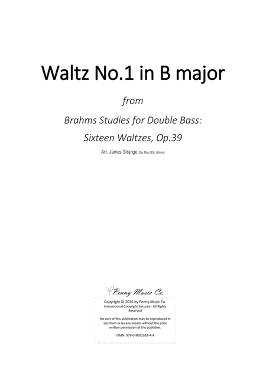 Brahms Waltz No.1 in B Major (Double Bass) image number null