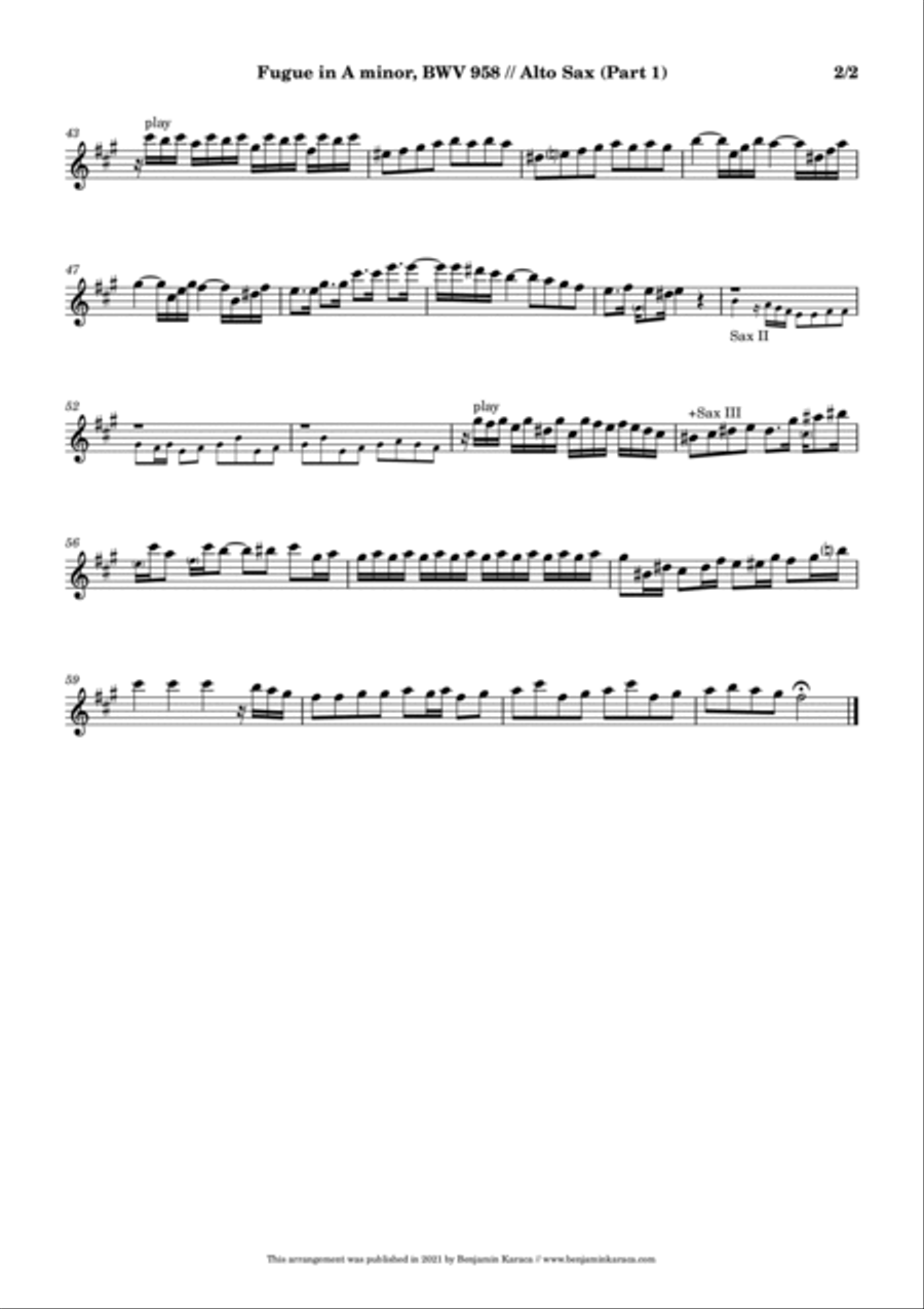 Fugue in A minor, BWV 958 Woodwind Trio scores gallery preview page 6