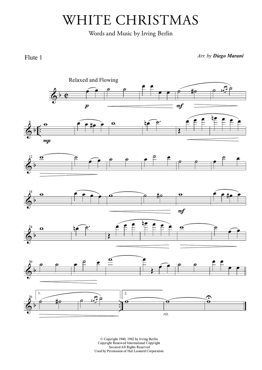 White Christmas Woodwind Quartet scores gallery preview page 1