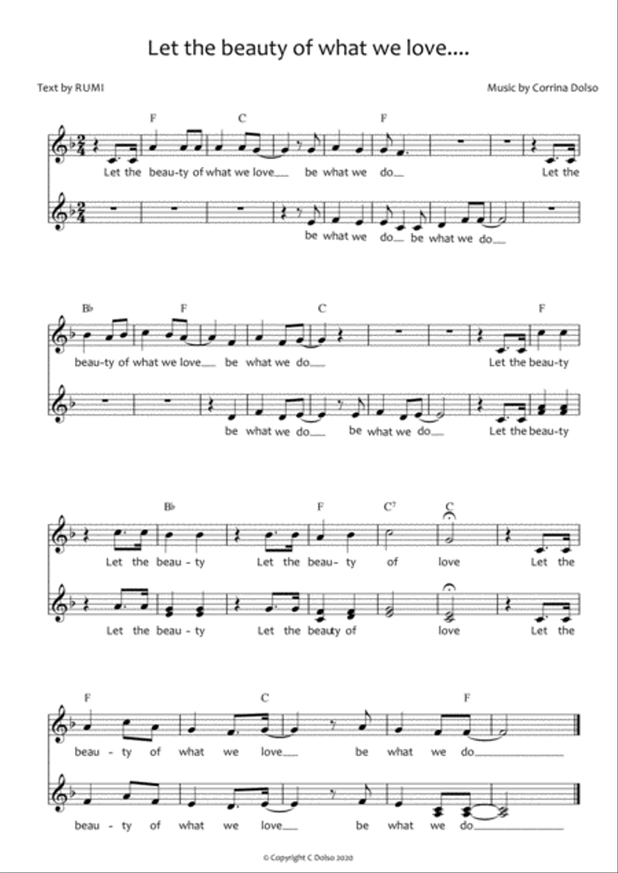 Let the beauty of what you love be what you do Choir scores gallery preview page 1