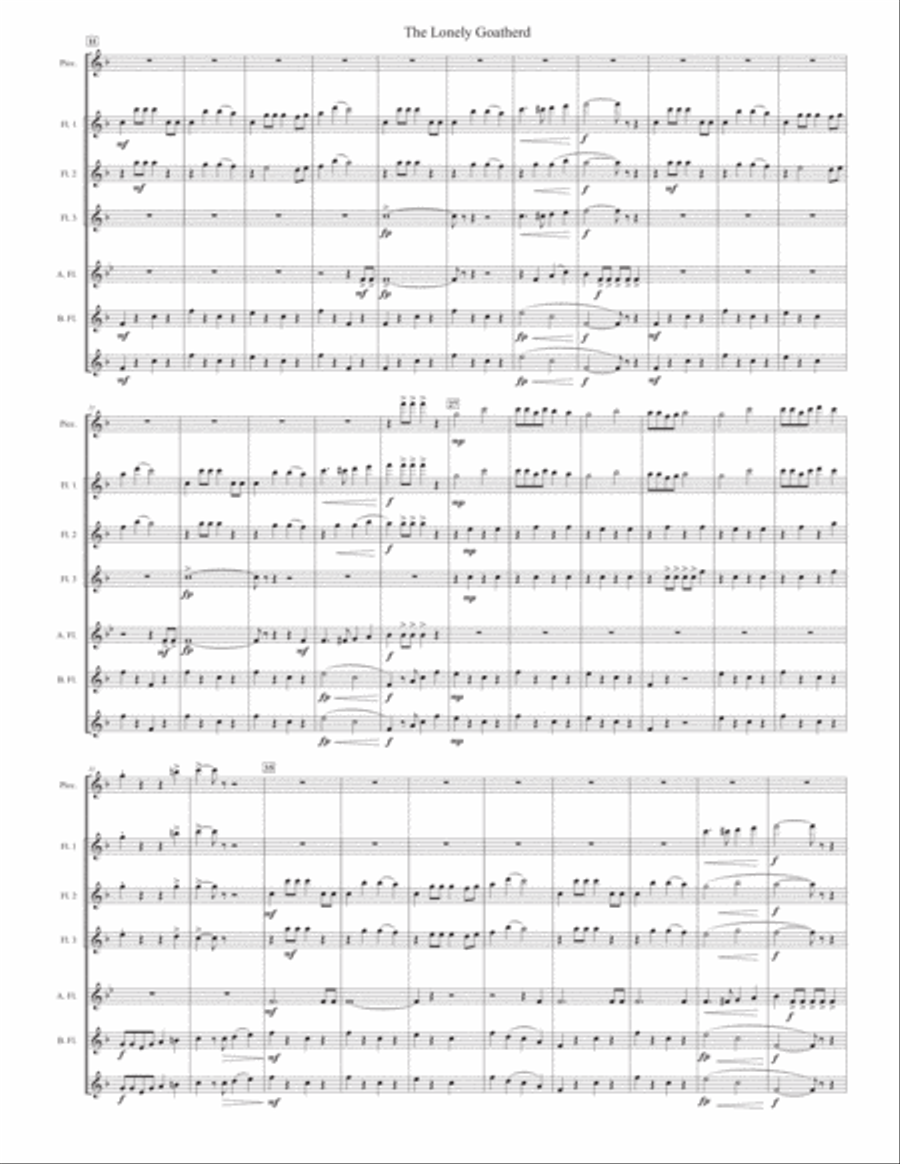 The Lonely Goatherd from the Sound of Music Flute Choir scores gallery preview page 3