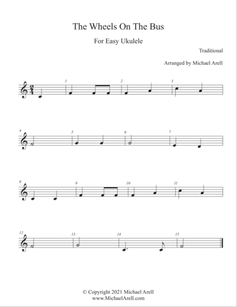 The Wheels On The Bus--Easy Ukulele Guitar scores gallery preview page 2