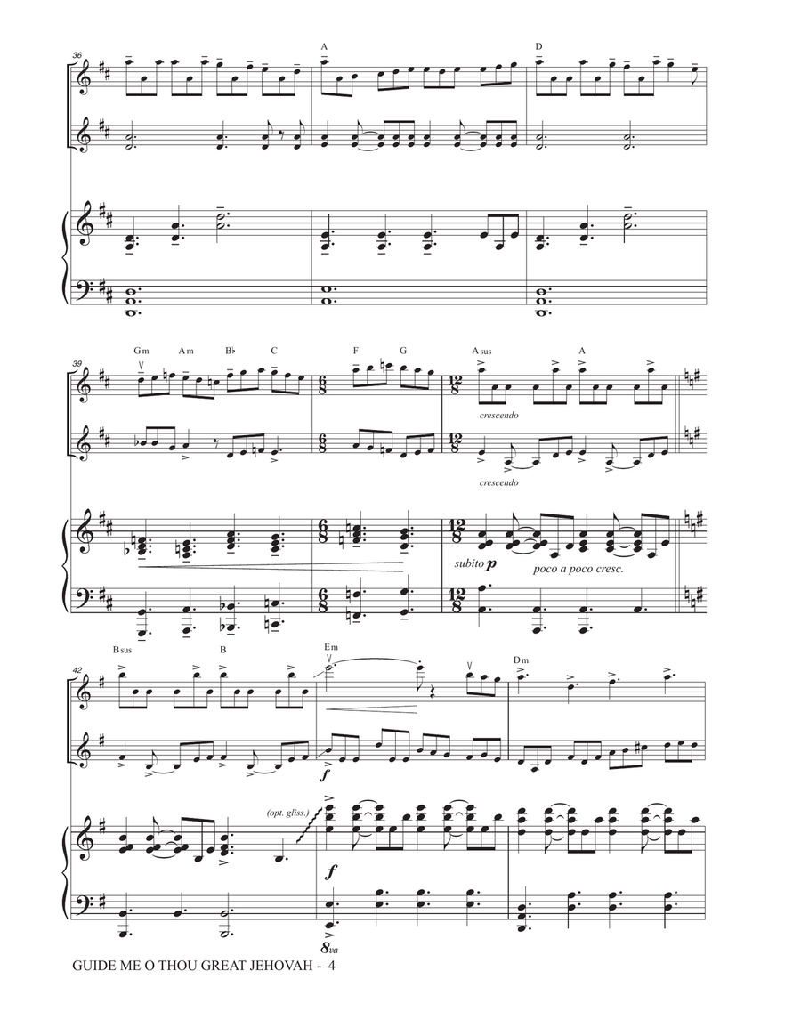 Guide Me O Thou Great Jehovah - Violin Duet String Duet scores gallery preview page 4