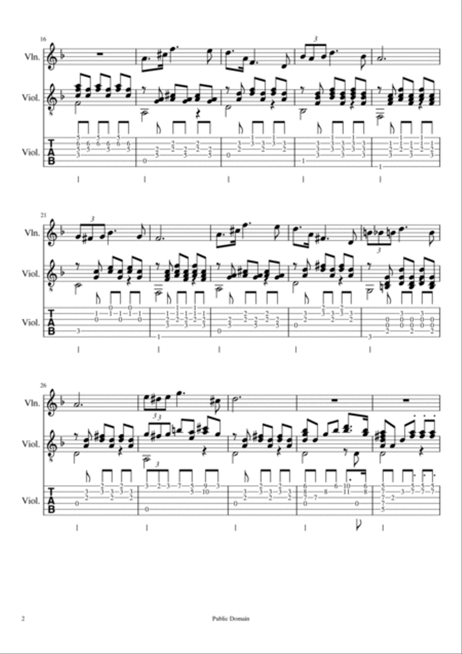 Serenade - F. Schubert - Violin Solo and Guitar Accompagnement String Duet scores gallery preview page 3