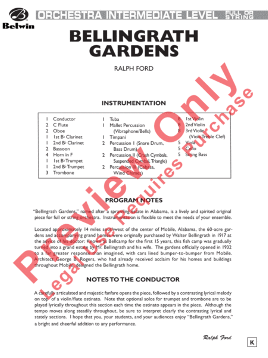 Bellingrath Gardens Full Orchestra scores gallery preview page 2