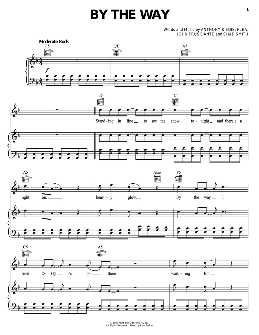 By The Way By The Way Piano, Vocal, Guitar scores gallery preview page 1