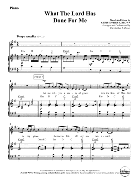 What The Lord Has Done For Me (Anthem) - Piano Accompaniment image number null