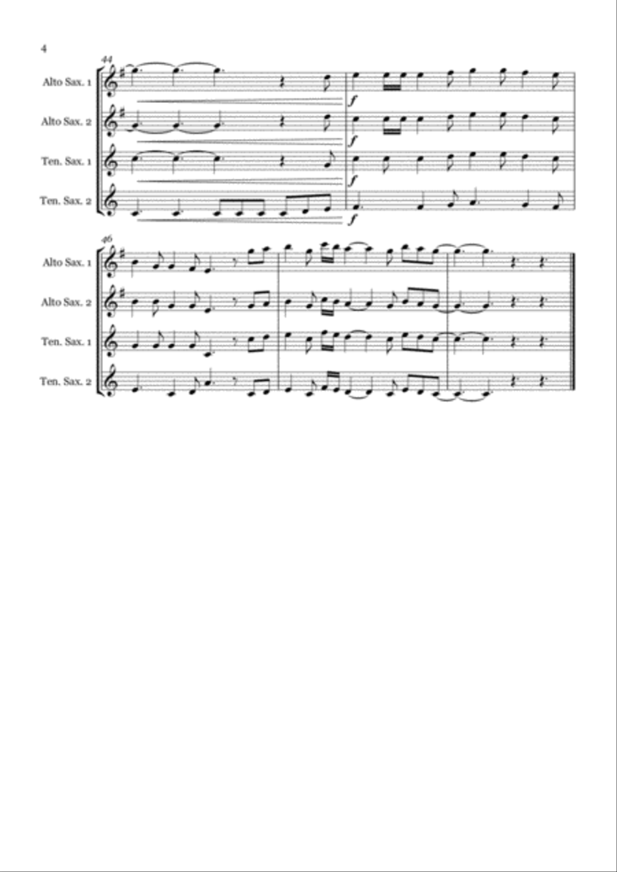 Fairytale Of New York Saxophone Quartet scores gallery preview page 4
