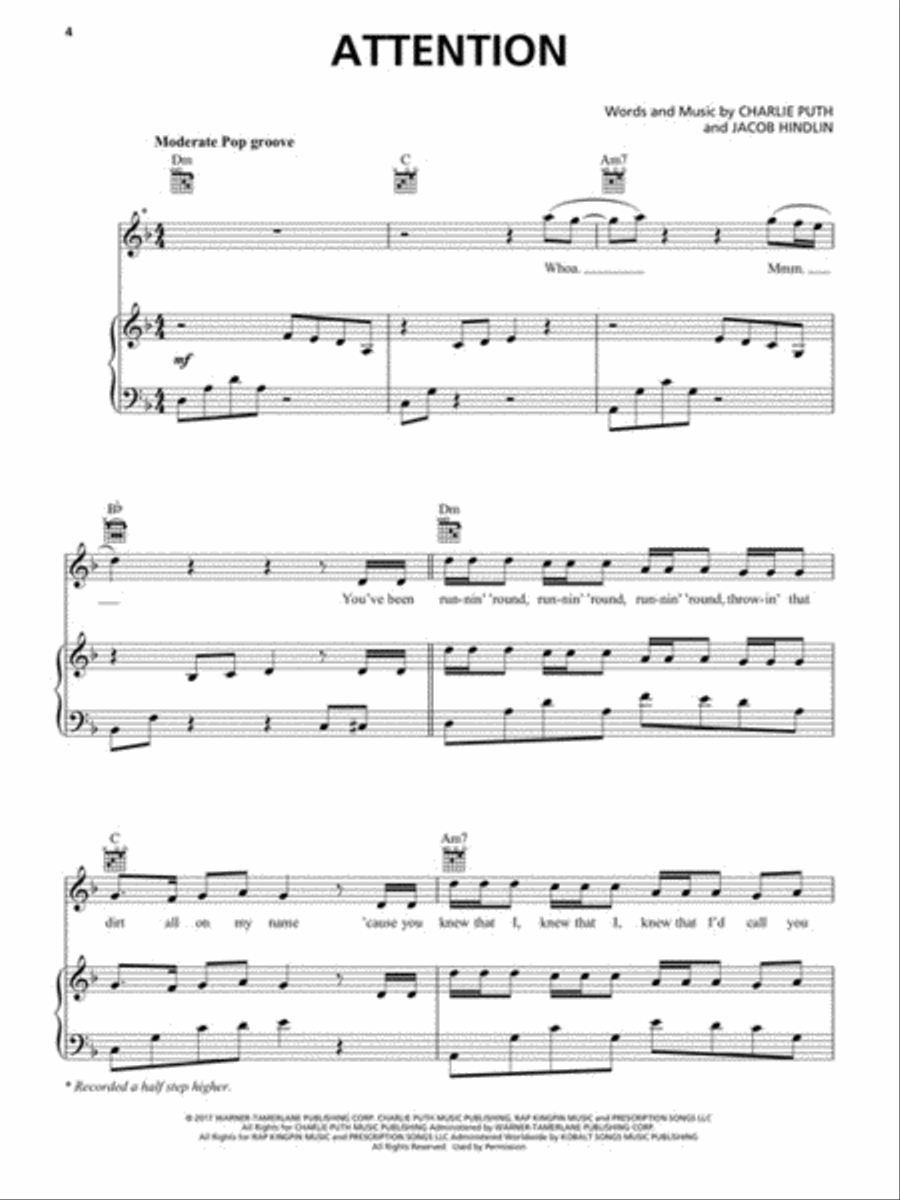 Chart Hits of 2017-2018 Piano, Vocal, Guitar scores gallery preview page 3