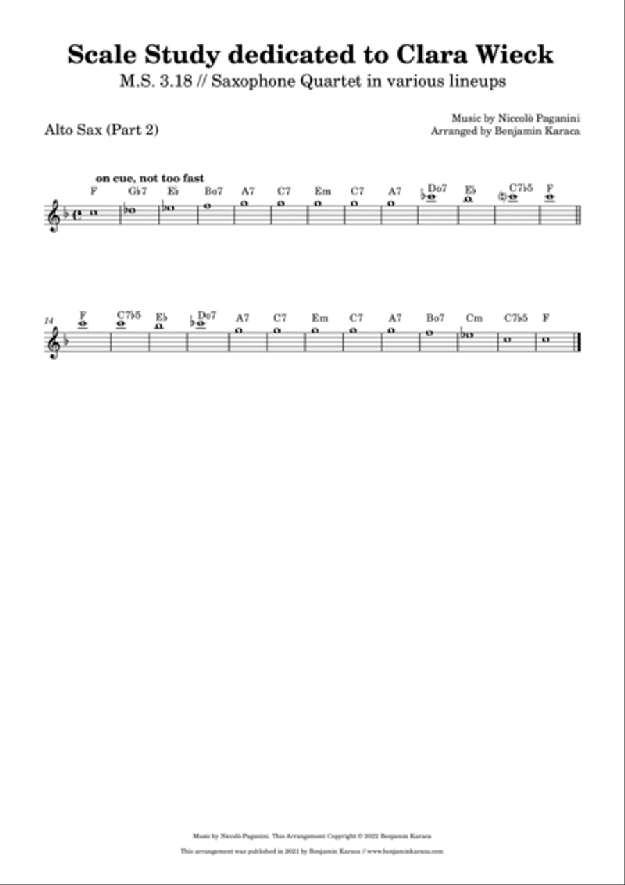 Scale Study dedicated to Clara Wieck, M.S. 3.18 Saxophone Quartet scores gallery preview page 6