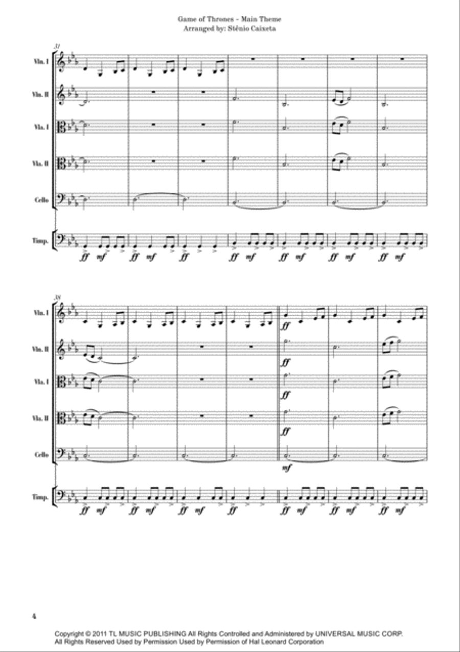 Game Of Thrones String Quintet scores gallery preview page 6
