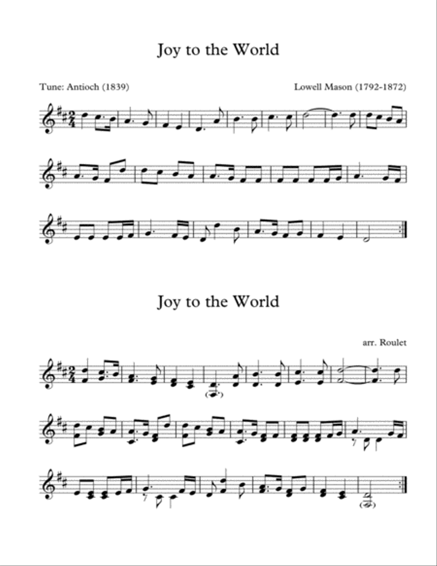 Joy To The World (arr. Patrick Roulet) Christmas scores gallery preview page 1