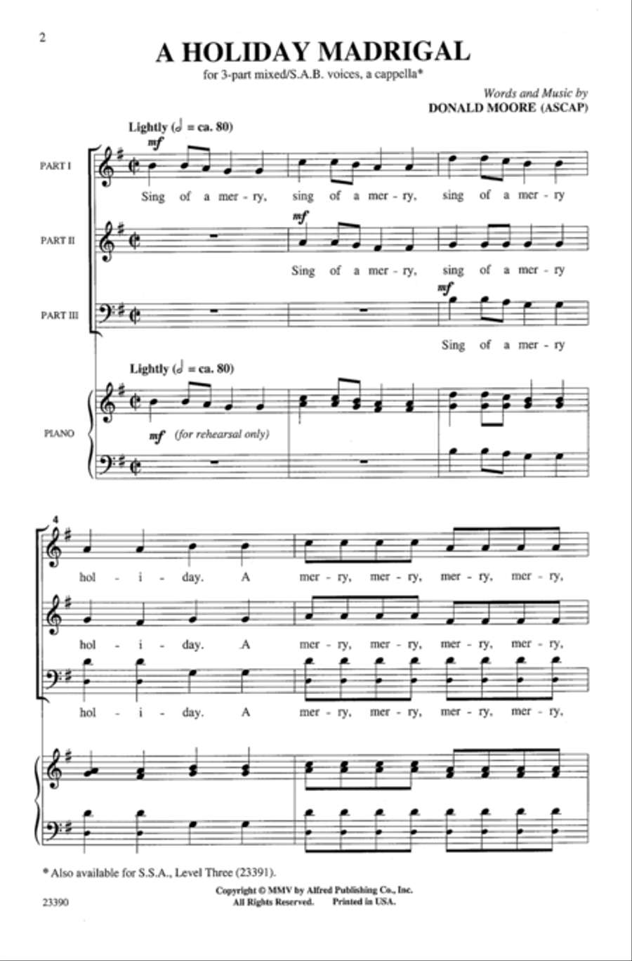 A Holiday Madrigal 3-Part scores gallery preview page 2