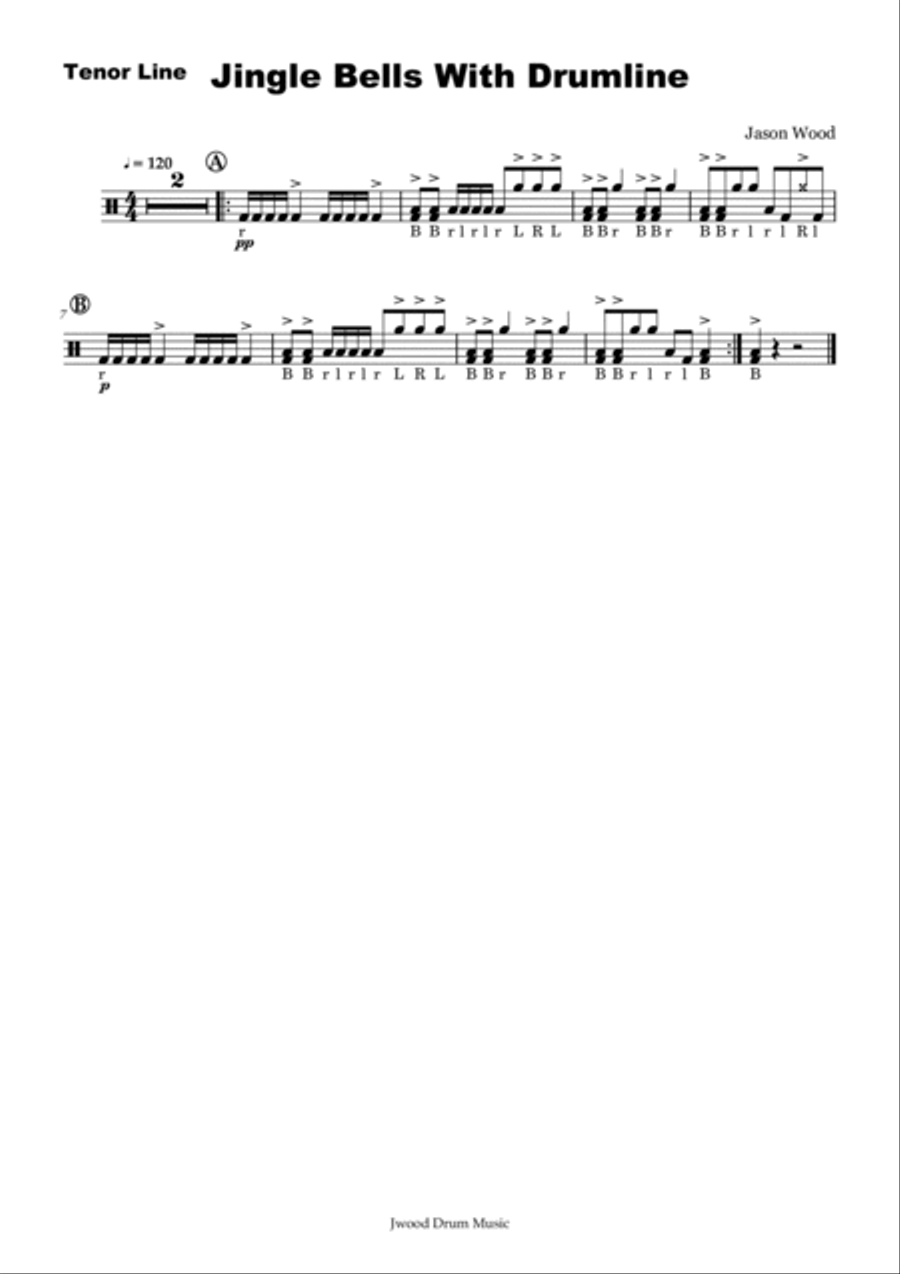 Jingle Bells With Drumline (Drumline Cadence) Marching Band scores gallery preview page 5