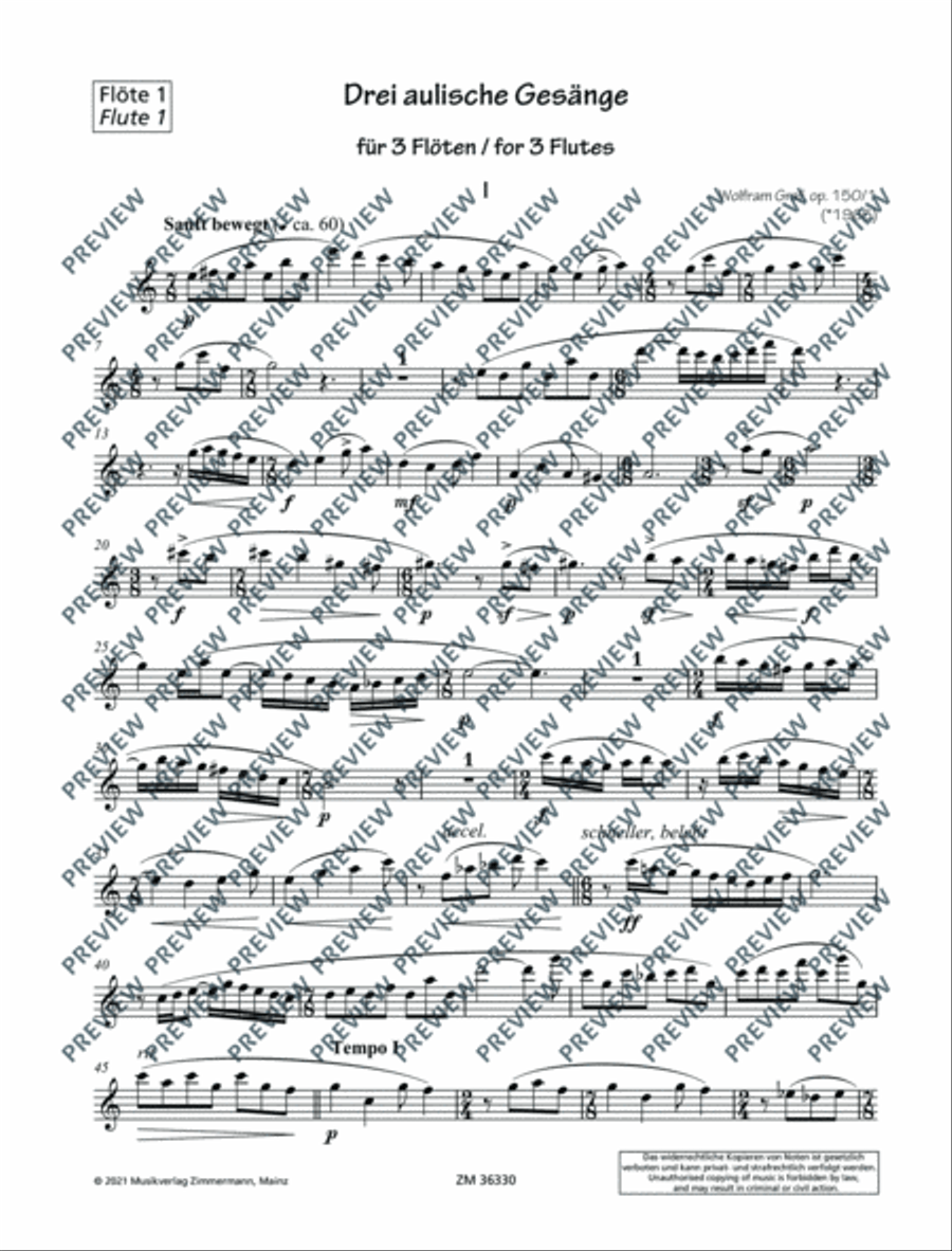 Drei aulische Gesänge Drei aulische Gesänge Flute Trio scores gallery preview page 20