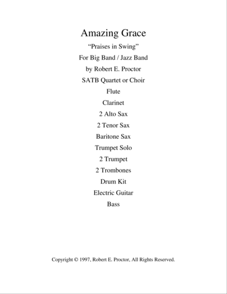 Amazing Grace - Jazz or Big Band 4-Part scores gallery preview page 1