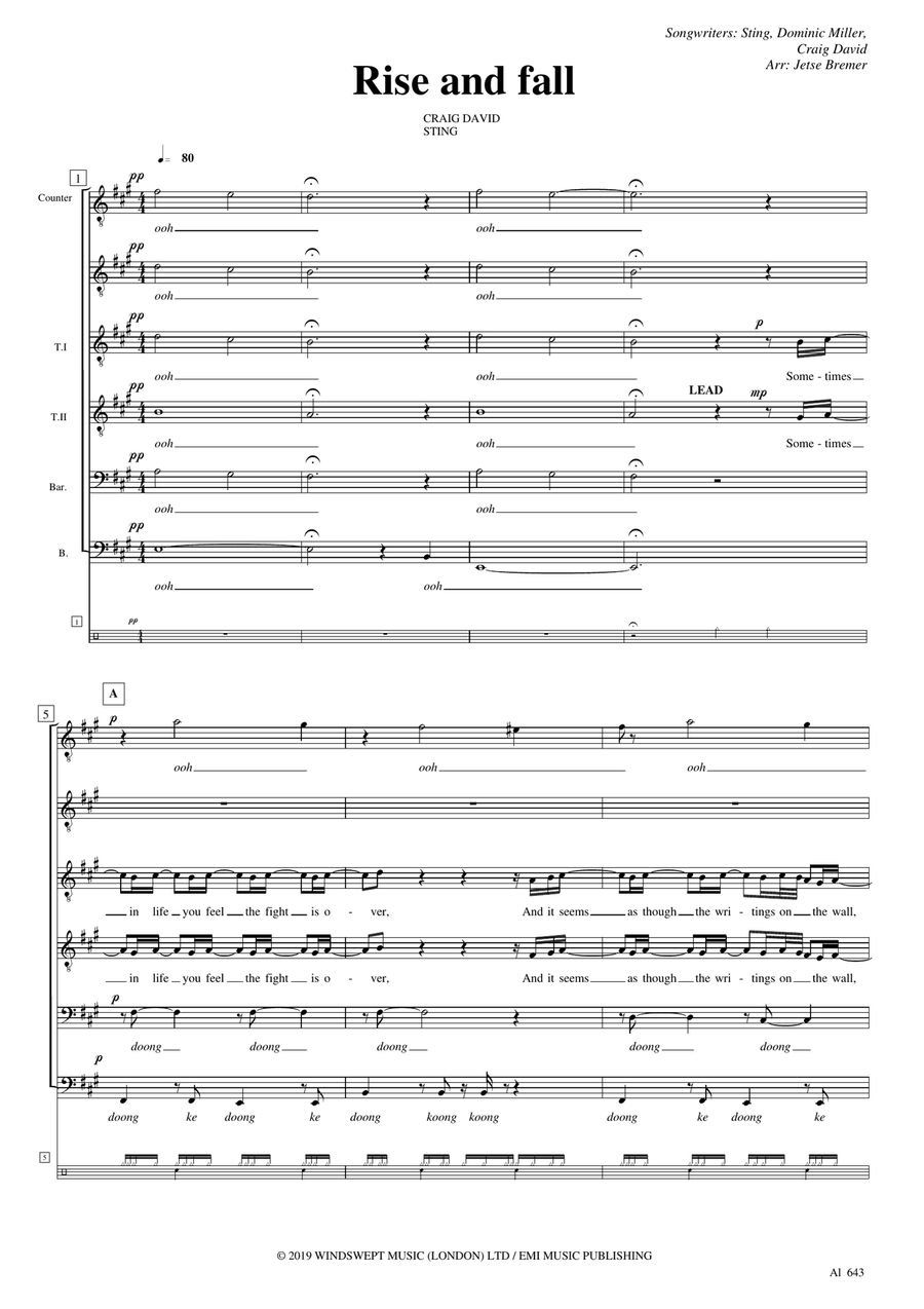 Rise And Fall Rise And Fall A Cappella scores gallery preview page 1