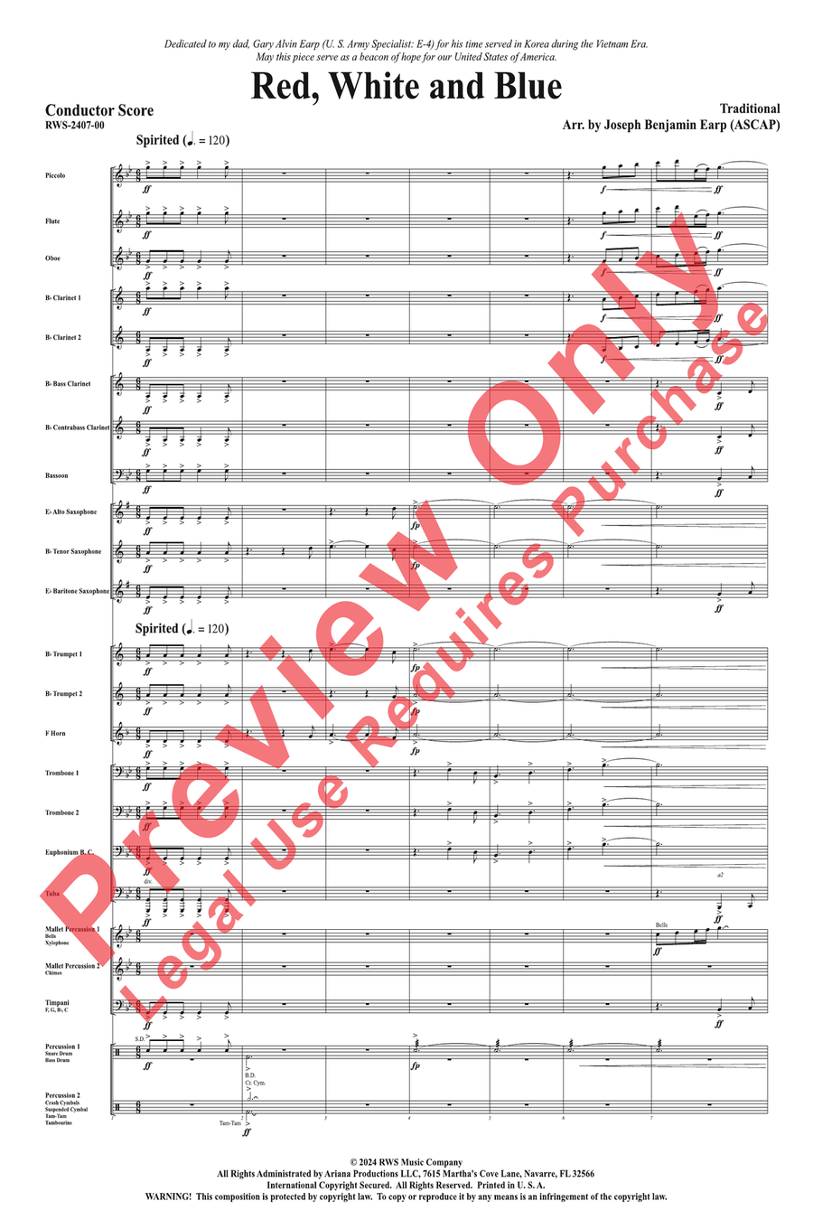 Red, White and Blue Red, White and Blue Concert Band scores gallery preview page 3