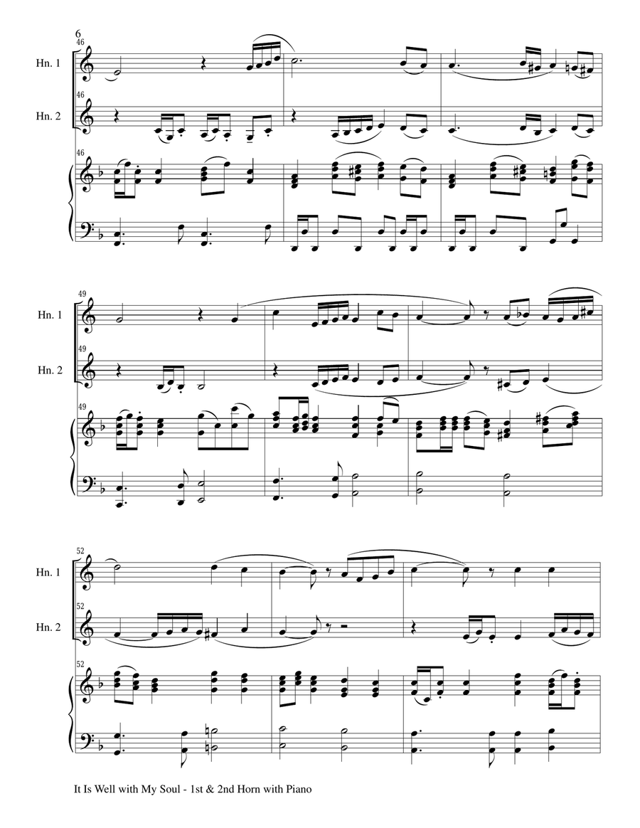 IT IS WELL WITH MY SOUL (Trio - French Horn 1 & 2, and Piano with Score and Parts) Brass Trio scores gallery preview page 6