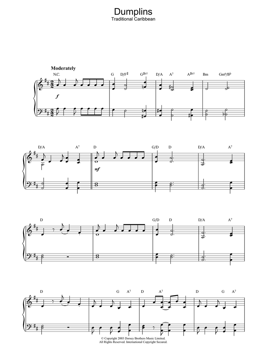 Dumplins Dumplins Piano Solo scores gallery preview page 1