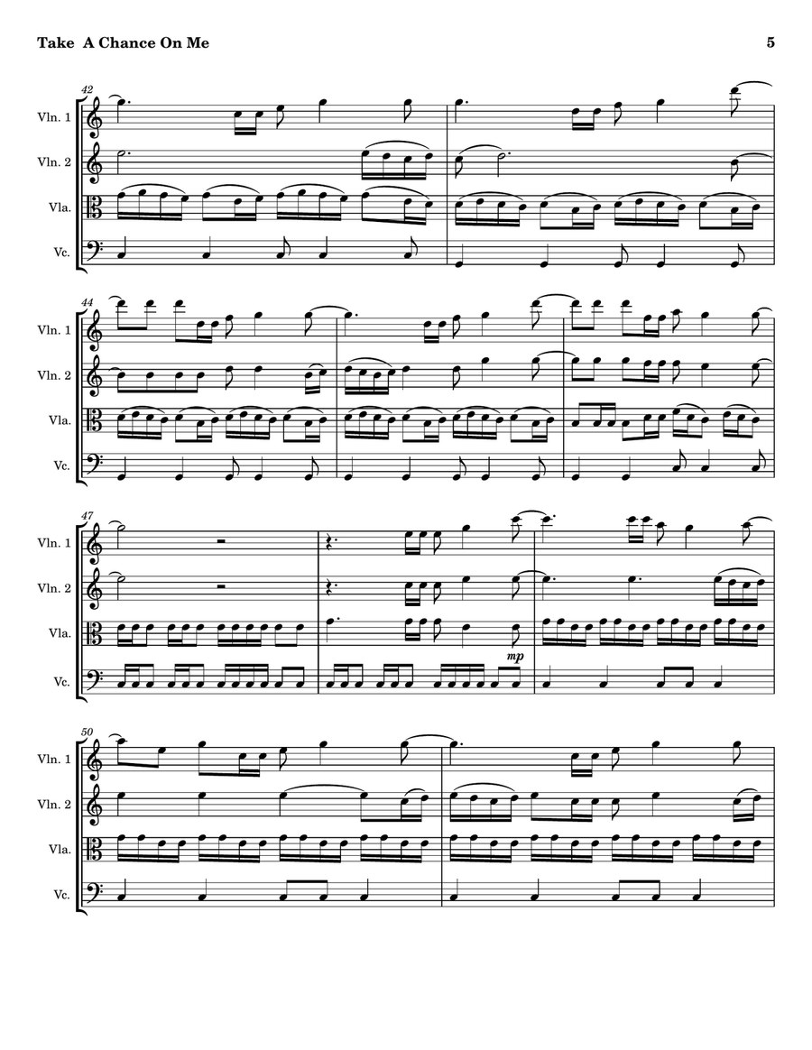 Take A Chance On Me String Quartet scores gallery preview page 5