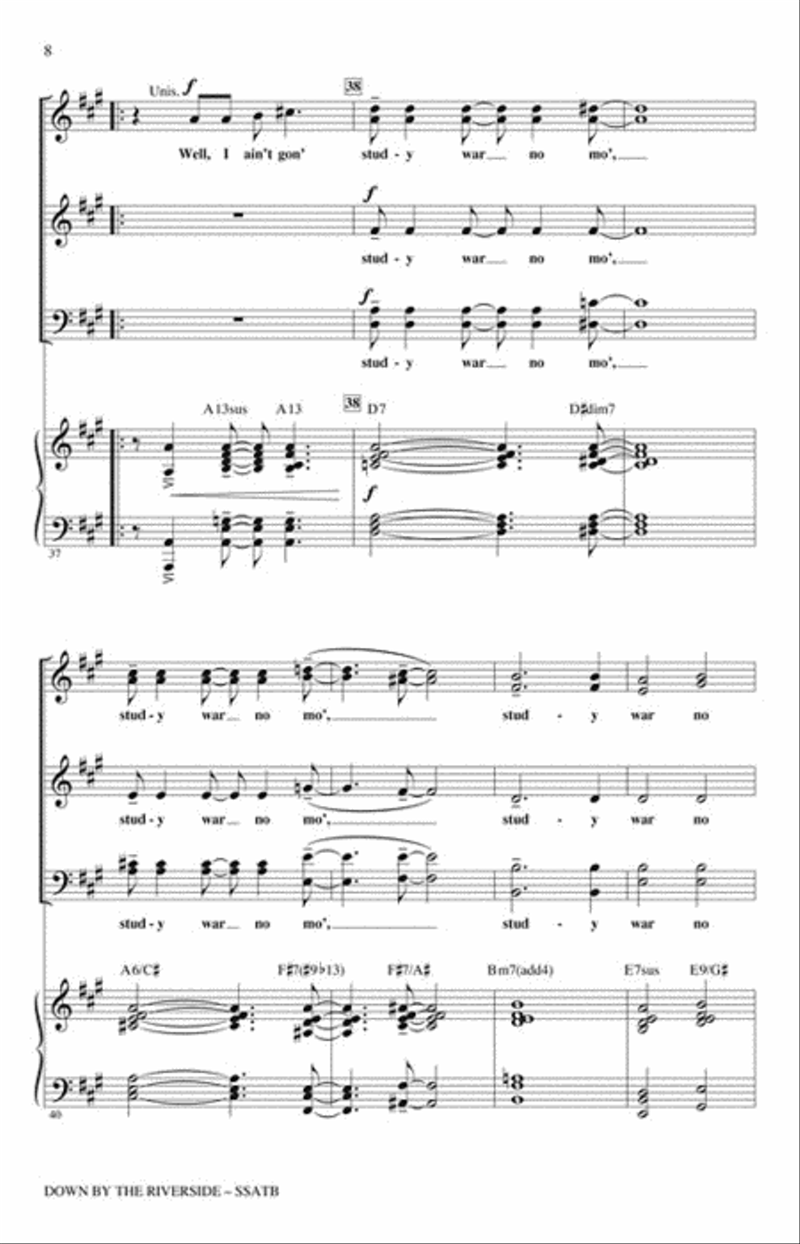 Down by the Riverside Down by the Riverside SSATB scores gallery preview page 3