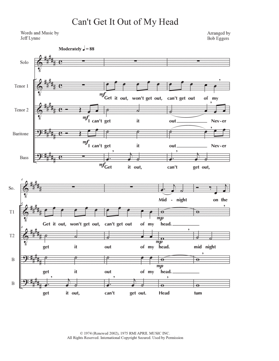 Can't Get It Out Of My Head TTBB scores gallery preview page 1