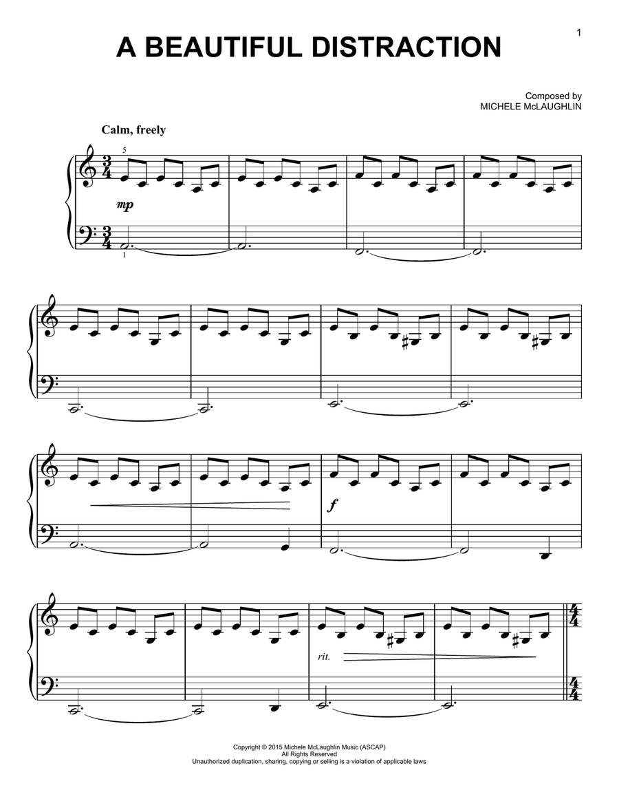 A Beautiful Distraction A Beautiful Distraction Easy Piano scores gallery preview page 1