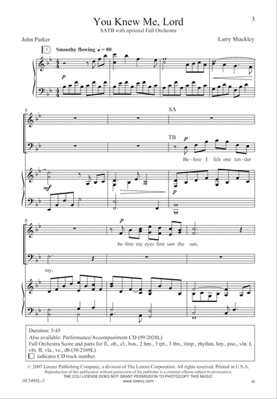 You Knew Me, Lord 4-Part scores gallery preview page 4