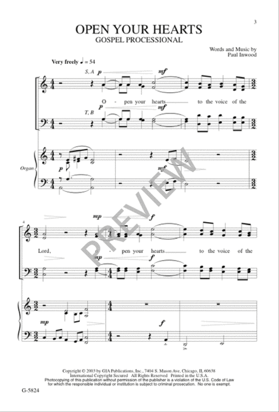 Open Your Hearts Open Your Hearts 4-Part scores gallery preview page 3