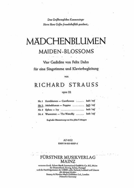 Maiden-Blossoms – Four Poems by Felix Dahn for Voice and Piano