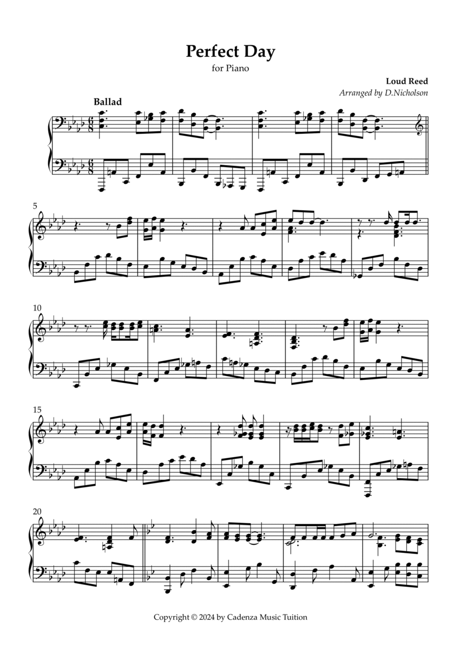 Perfect Day Perfect Day Piano Solo scores gallery preview page 1