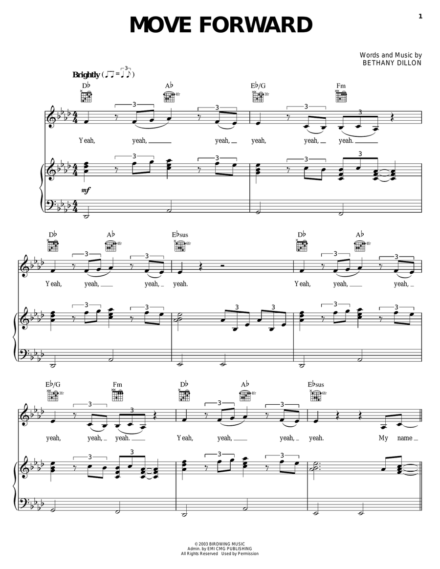 Move Forward Piano, Vocal, Guitar scores gallery preview page 1