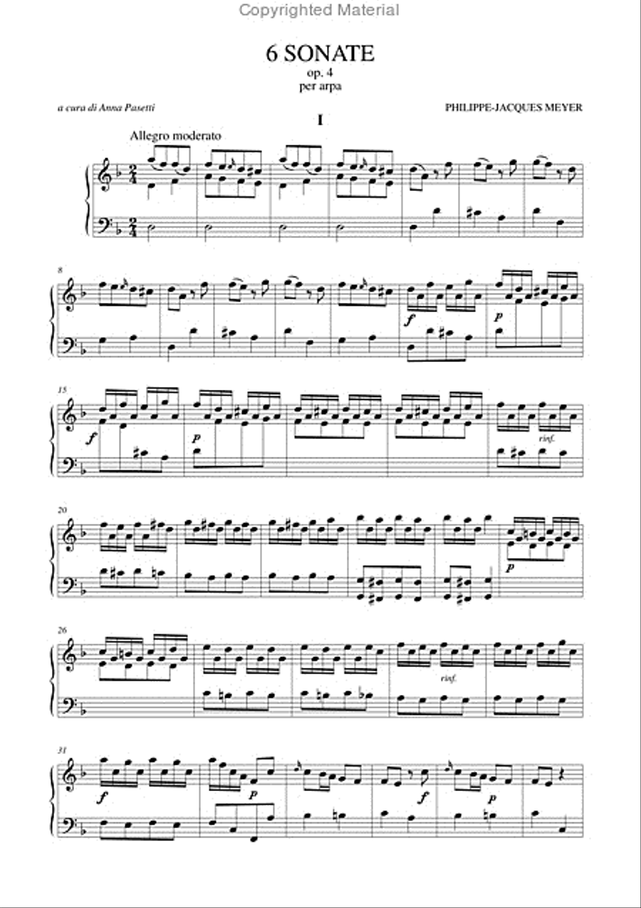 6 Sonatas Op. 4 for Harp Harp scores gallery preview page 2